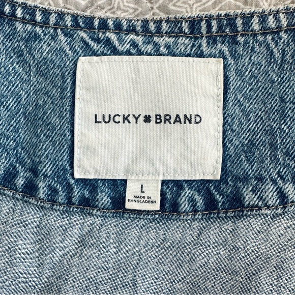 Lucky Brand Tailored Women’s Denim Vest Crop Top Western Boho Size L - Picture 4 of 13
